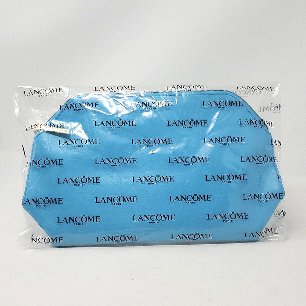 Lancone Paris Cosmetic Bag Light Blue w/Gold Zipper